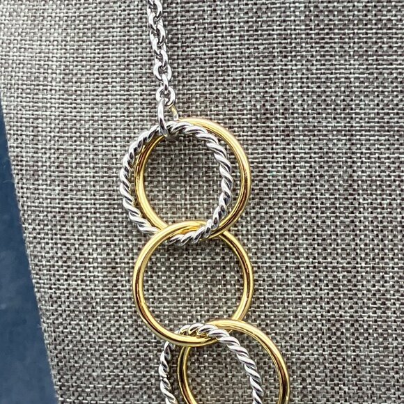 Talbots Circle Link Necklace 18 In Chain Gold Silver Twisted Hoop Retro Classic - Picture 7 of 9